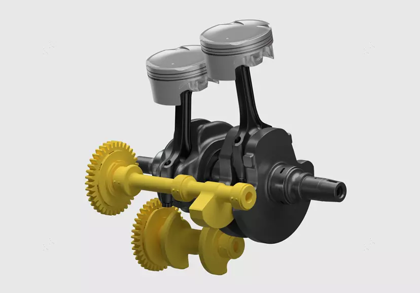Suzuki GSX-8R CGI cut out of the cross balancer system. 