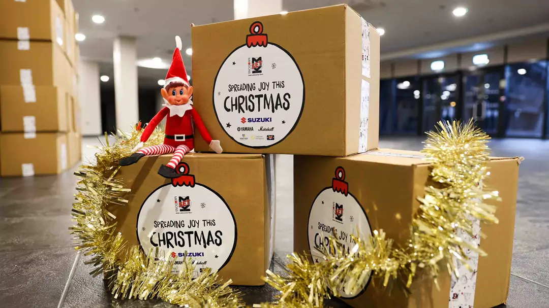 Elf on boxes at MK Dons stadium