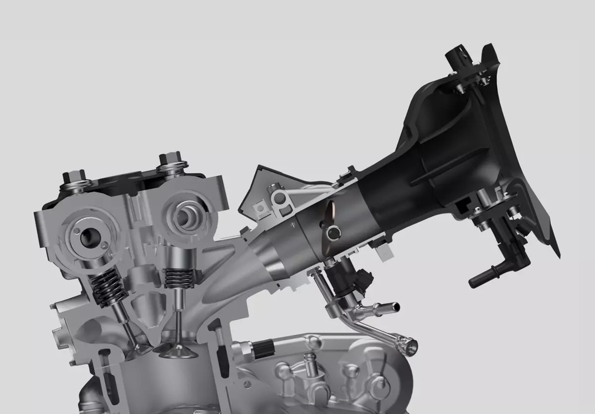Suzuki RM-Z250 engine internals, cylinder intake CGI close up