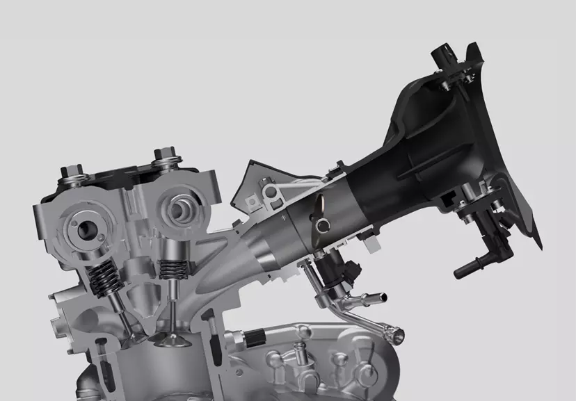 Suzuki RM-Z250 engine internals, cylinder intake CGI close up