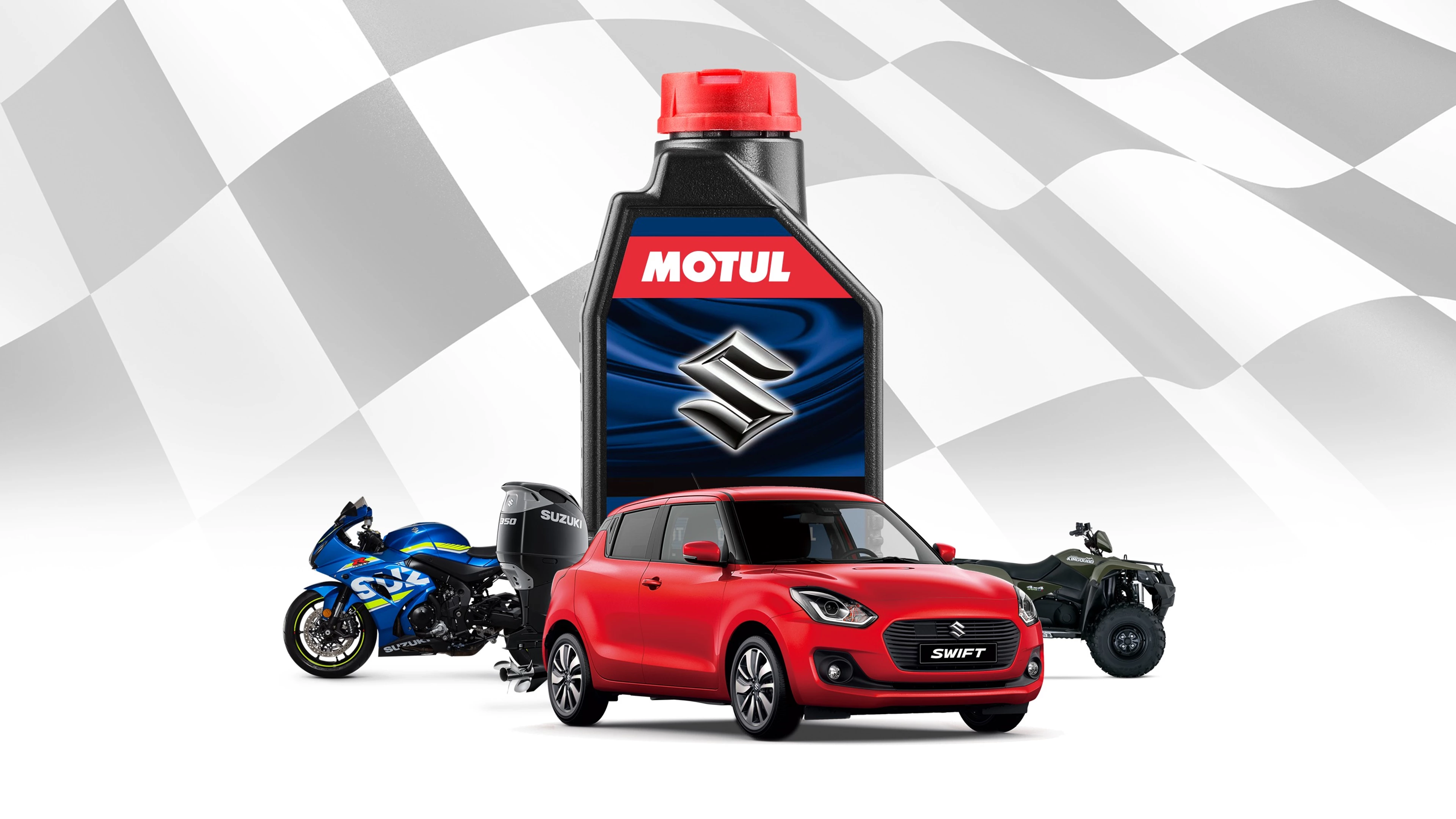 Motul bottle with Suzuki products