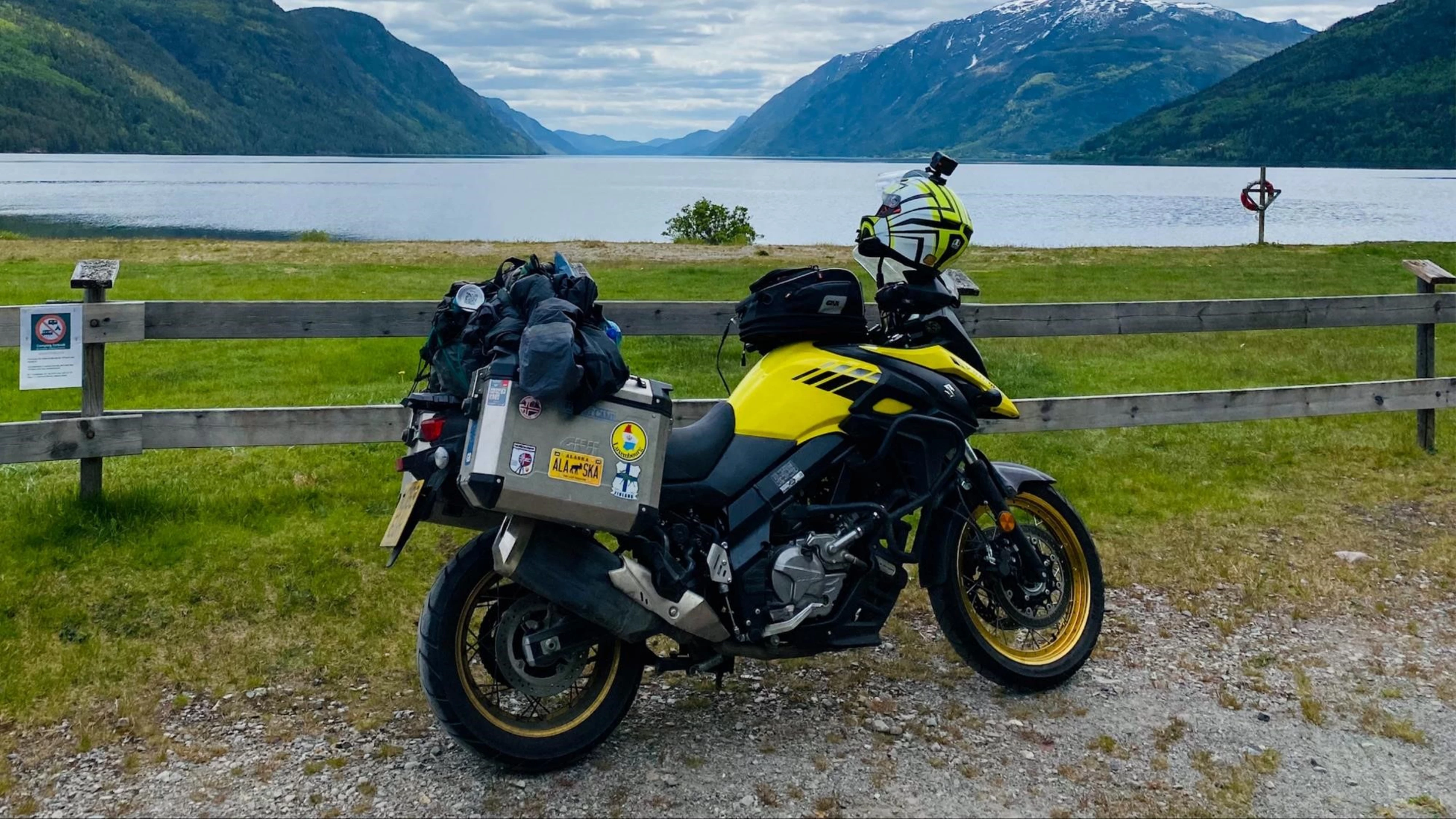 Suzuki Adventure Bike Near Lake