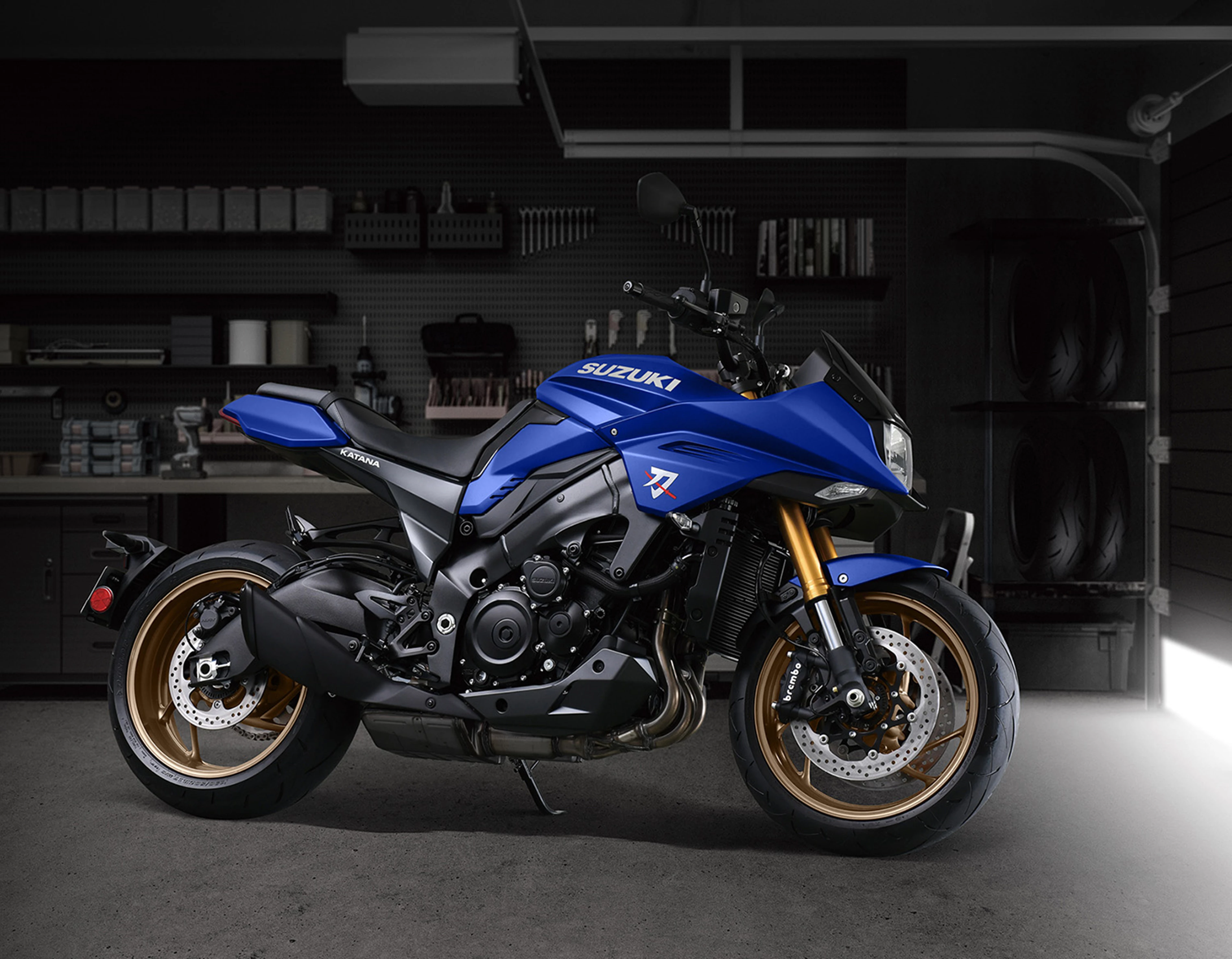Suzuki Katana side on in a garage