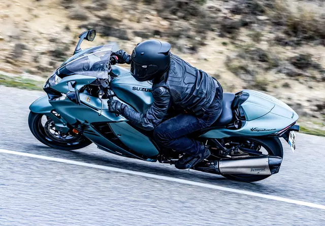 Suzuki Hayabusa travelling along a country road at speed