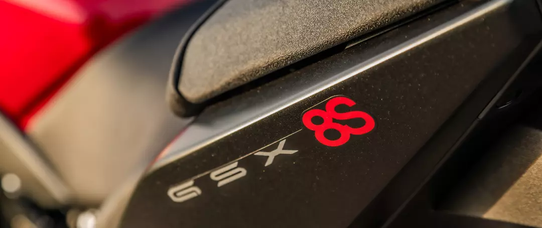 Suzuki GSX-8S close up of the 8S logo