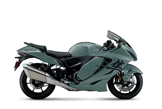 Suzuki Hayabusa studio side on image in green.