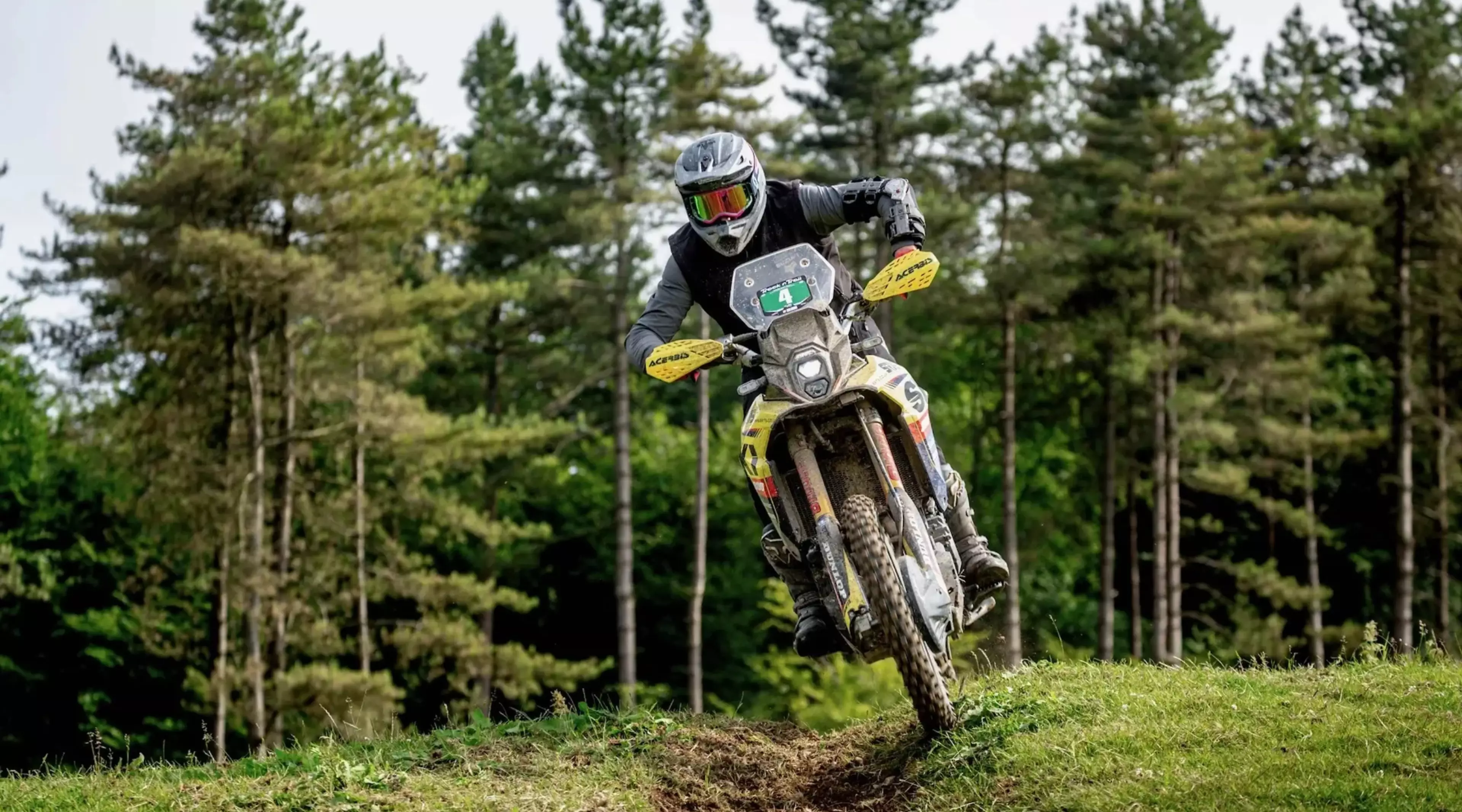 SR75 Suzuki V-Stom 800DE British Rally pushing through a rut. 
