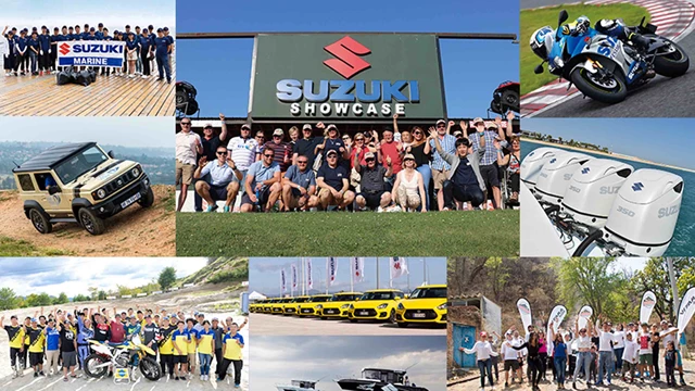 A global collage of Suzuki brands.