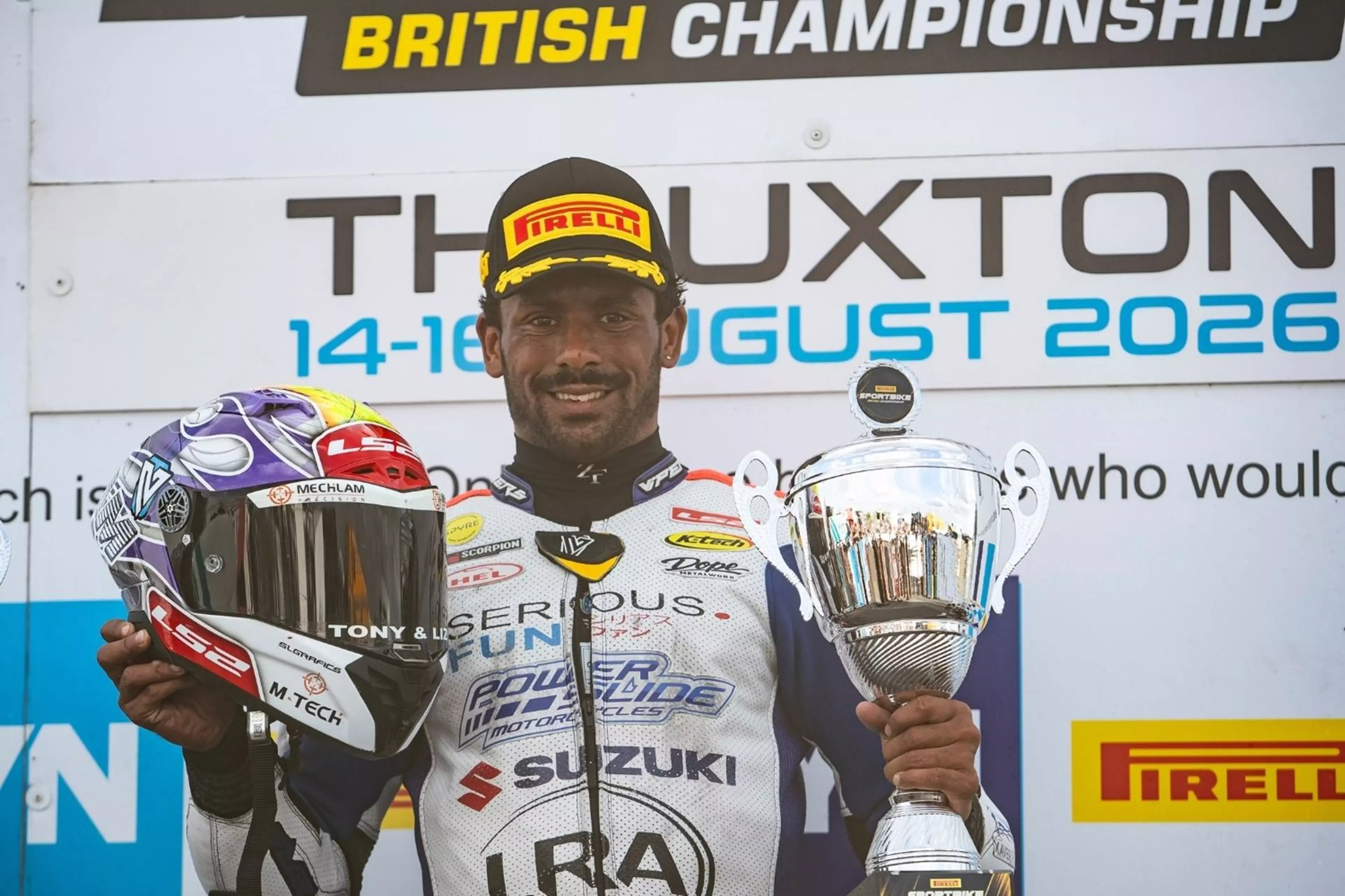 Asher Durham on the podium at Thruxton