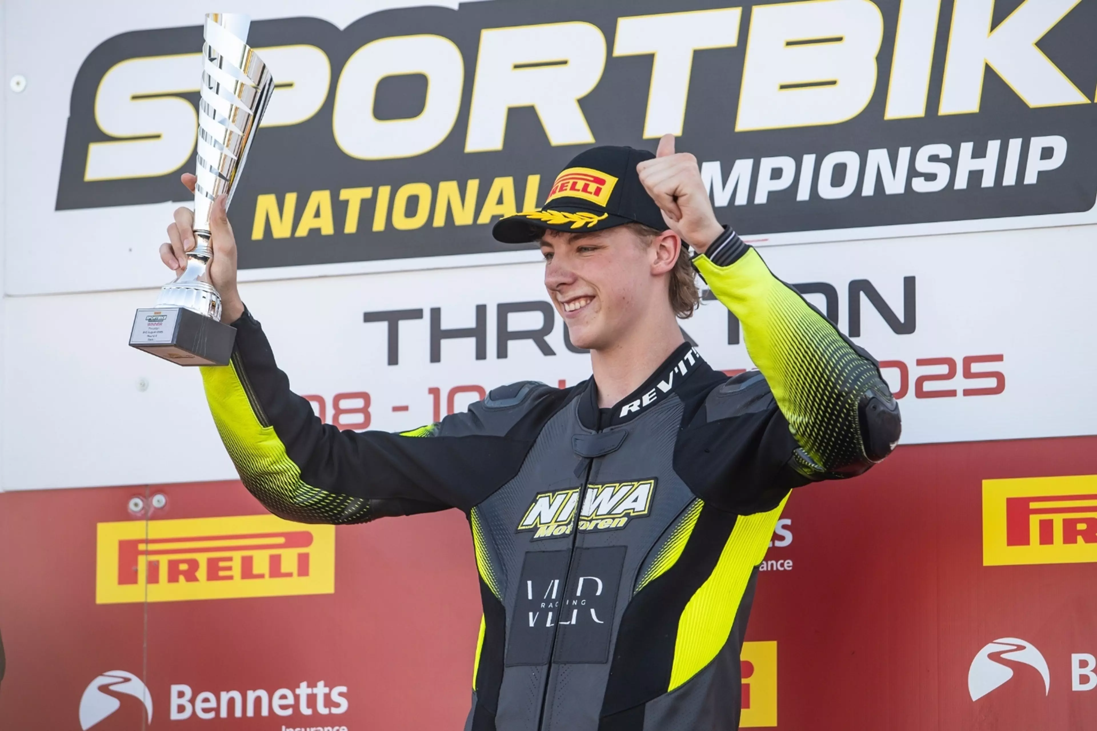 Kas Beekmans celebrating his win at Thruxton