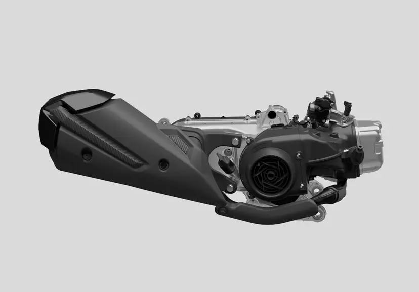 Suzuki Avenis 125 close-up CAD image of the exhaust system