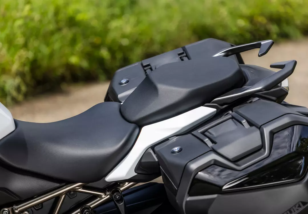 Suzuki GSX-S1000GT+ above the seat and pillion from the left hand side of the bike