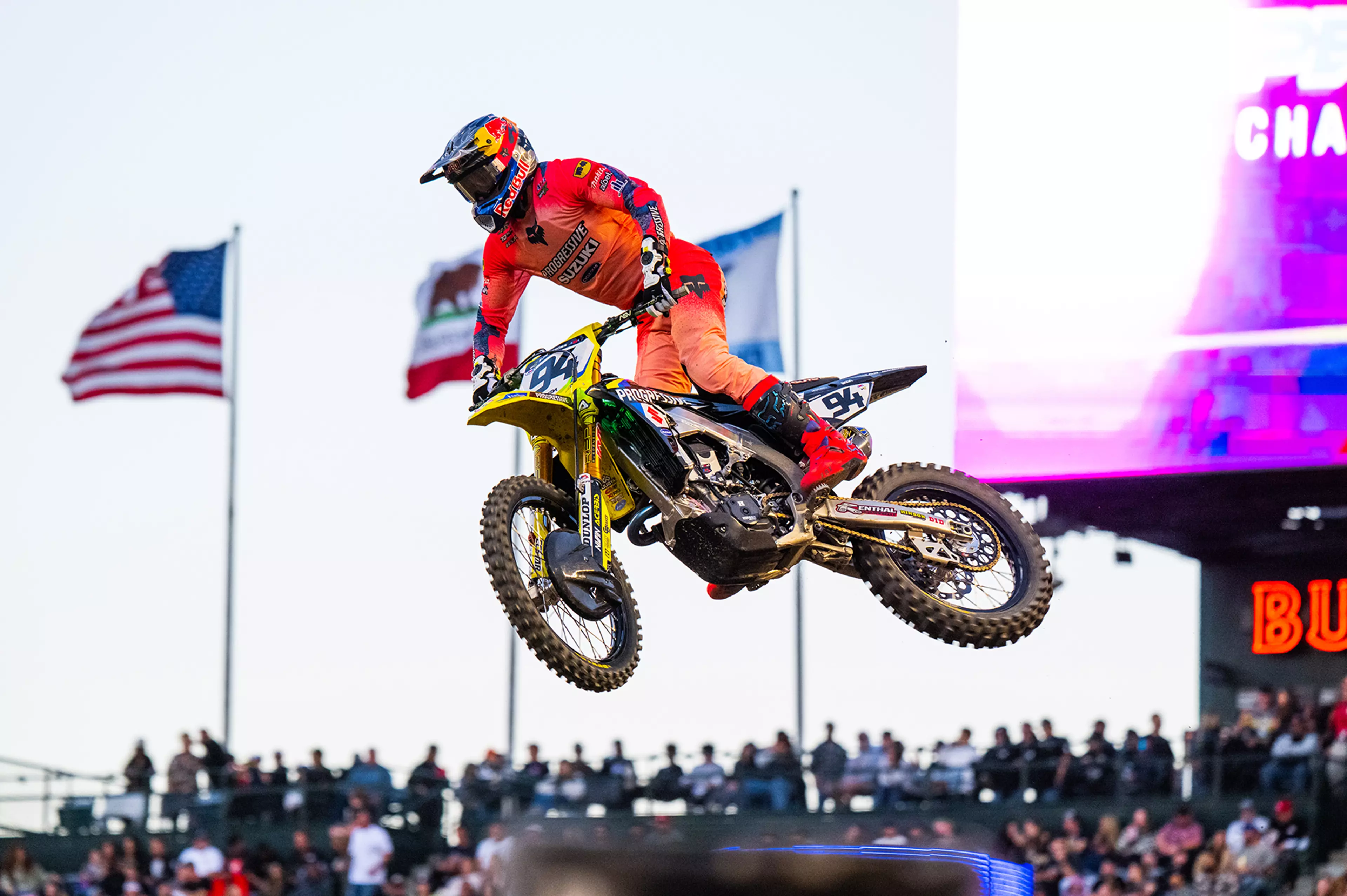 Ken Roczen on his way to the podium at Anaheim one