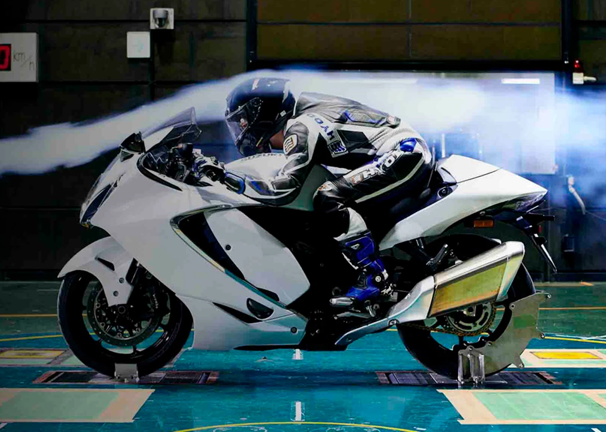 Hayabusa Sportsbike in a wind tunnel