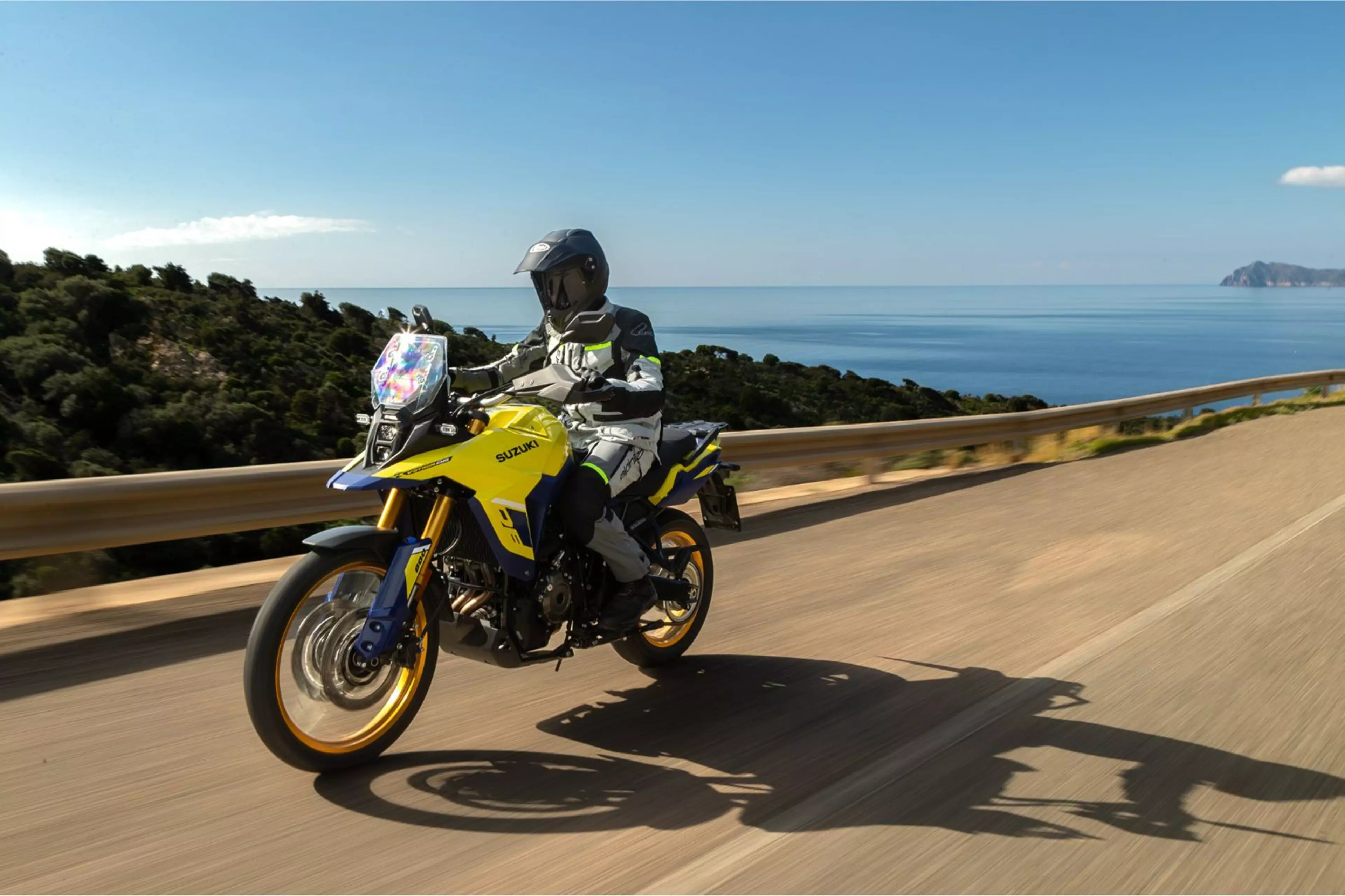 Suzuki V-Strom 800DE riding on the road