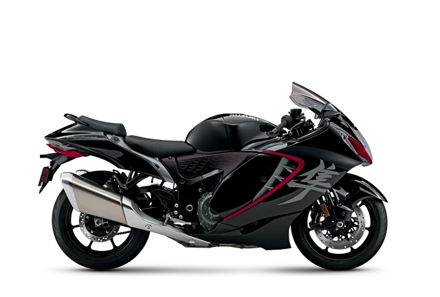 Suzuki Hayabusa studio side on image in black.