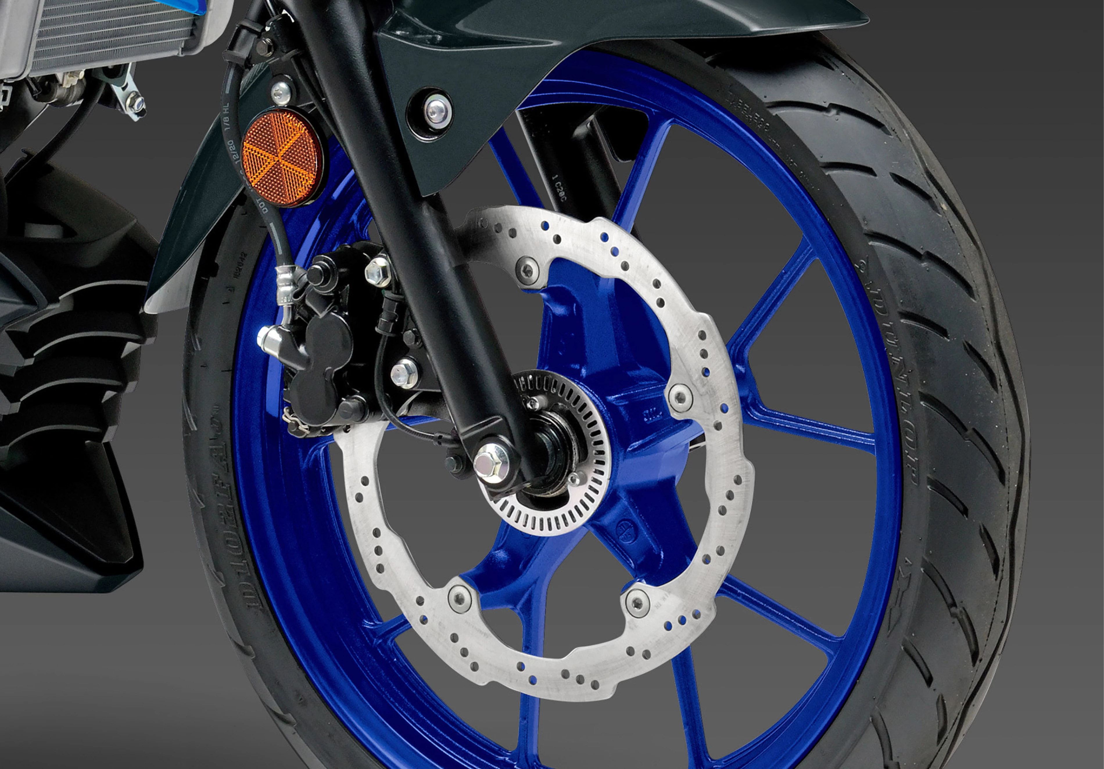 Suzuki GSX-S125 front wheel and brake disc close up