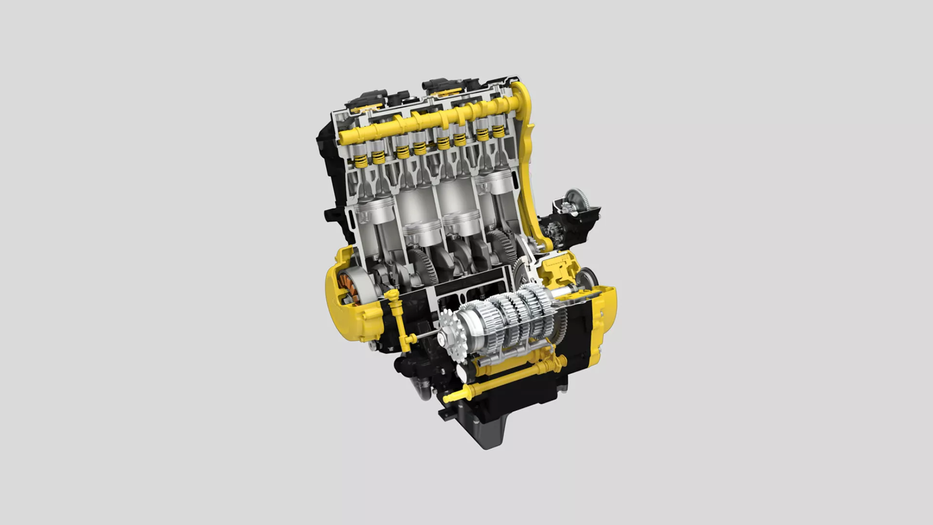 Suzuki GSX-S1000 engine cut out CAD of internal workings