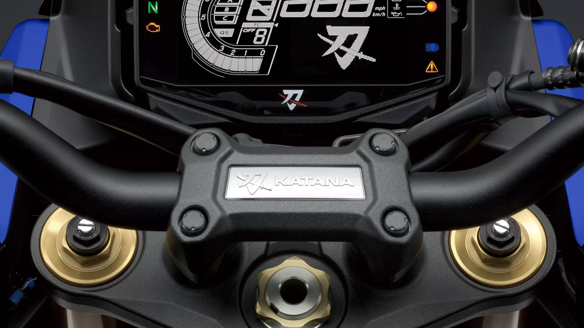 Suzuki Katana front fork adjusters close-up