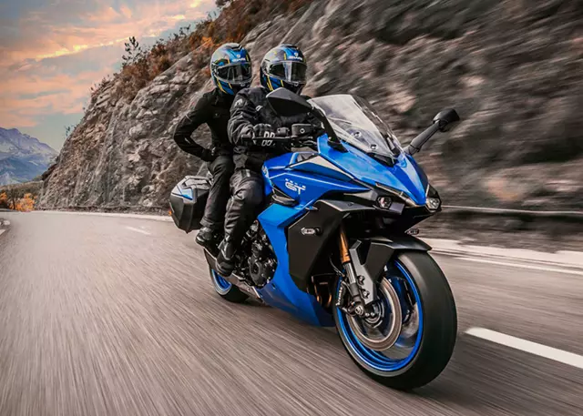 Suzuki GSX-S1000GT+ on a mountain road