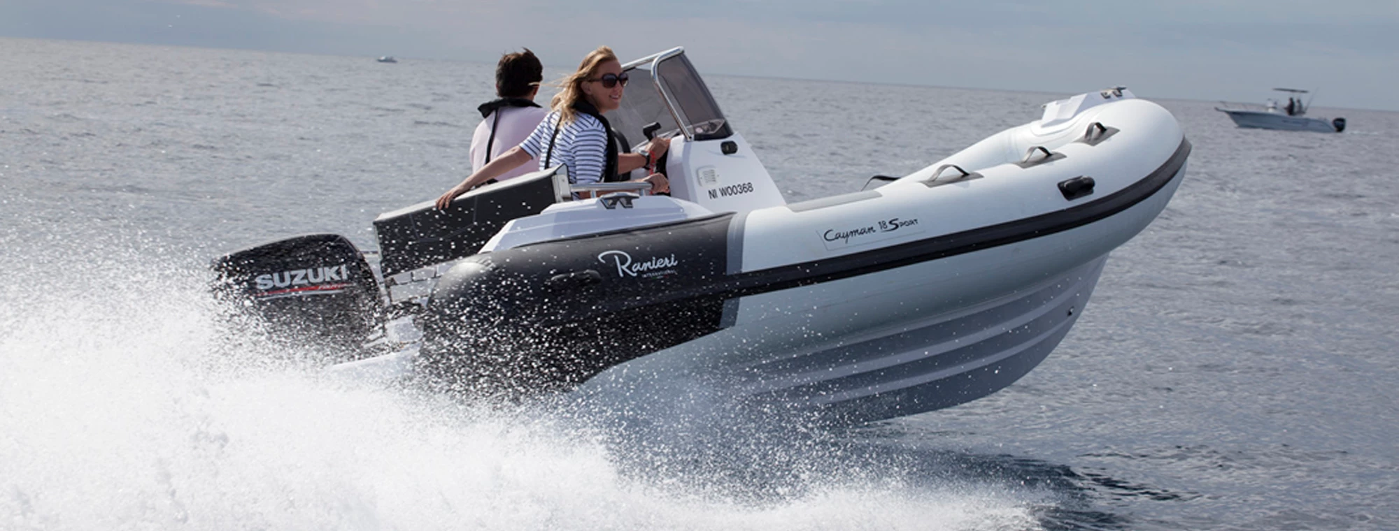 DF100B outboard on a RIB out at sea
