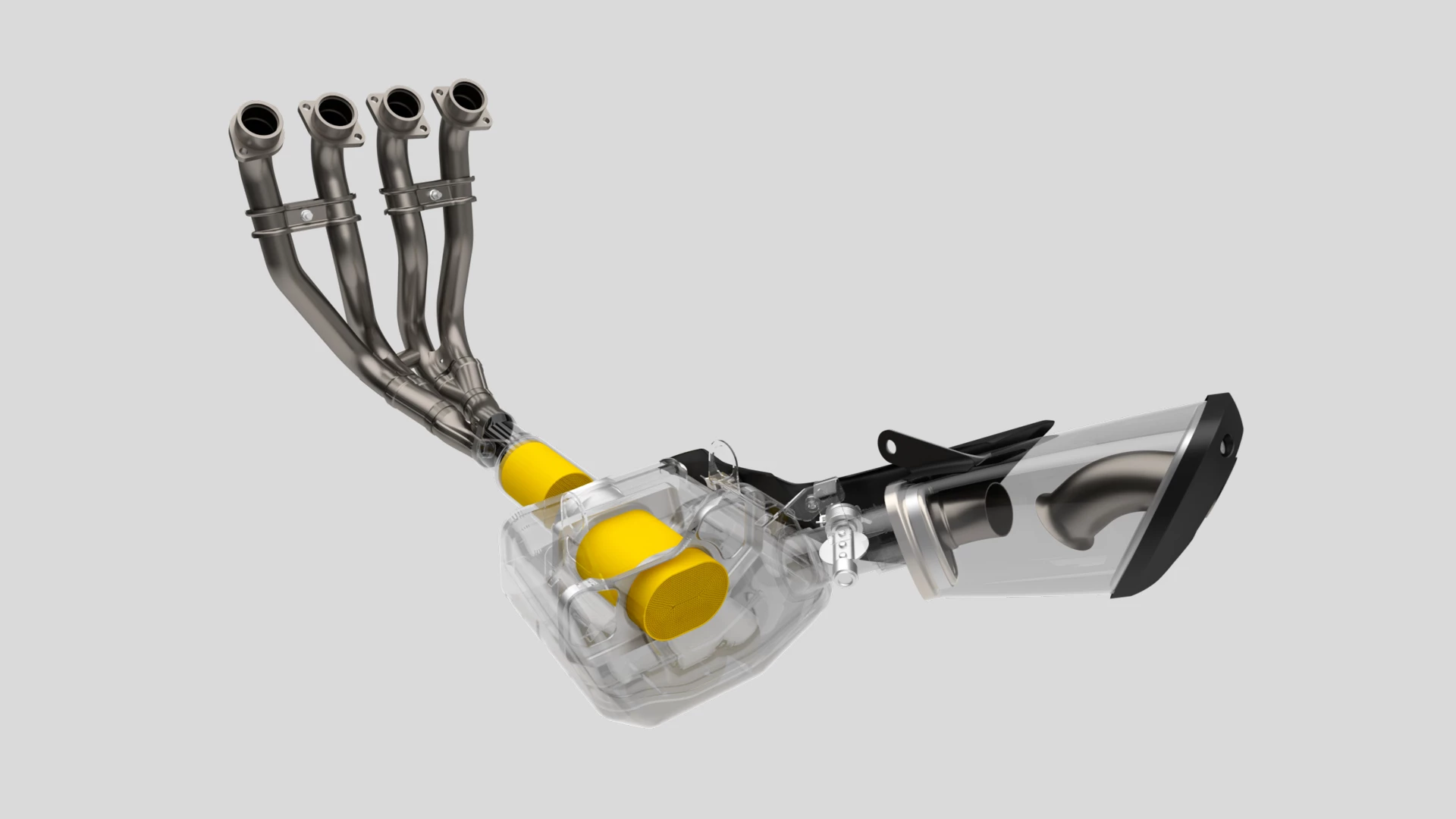Suzuki Katana exhaust assembly cut out CGI