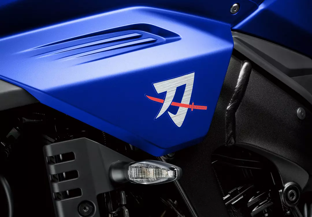 Suzuki Katana tank logo close-up