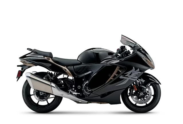 Suzuki Hayabusa studio side on image in black.