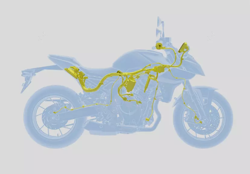 Suzuki GSX-8S traction control system highlighted yellow within the bike.