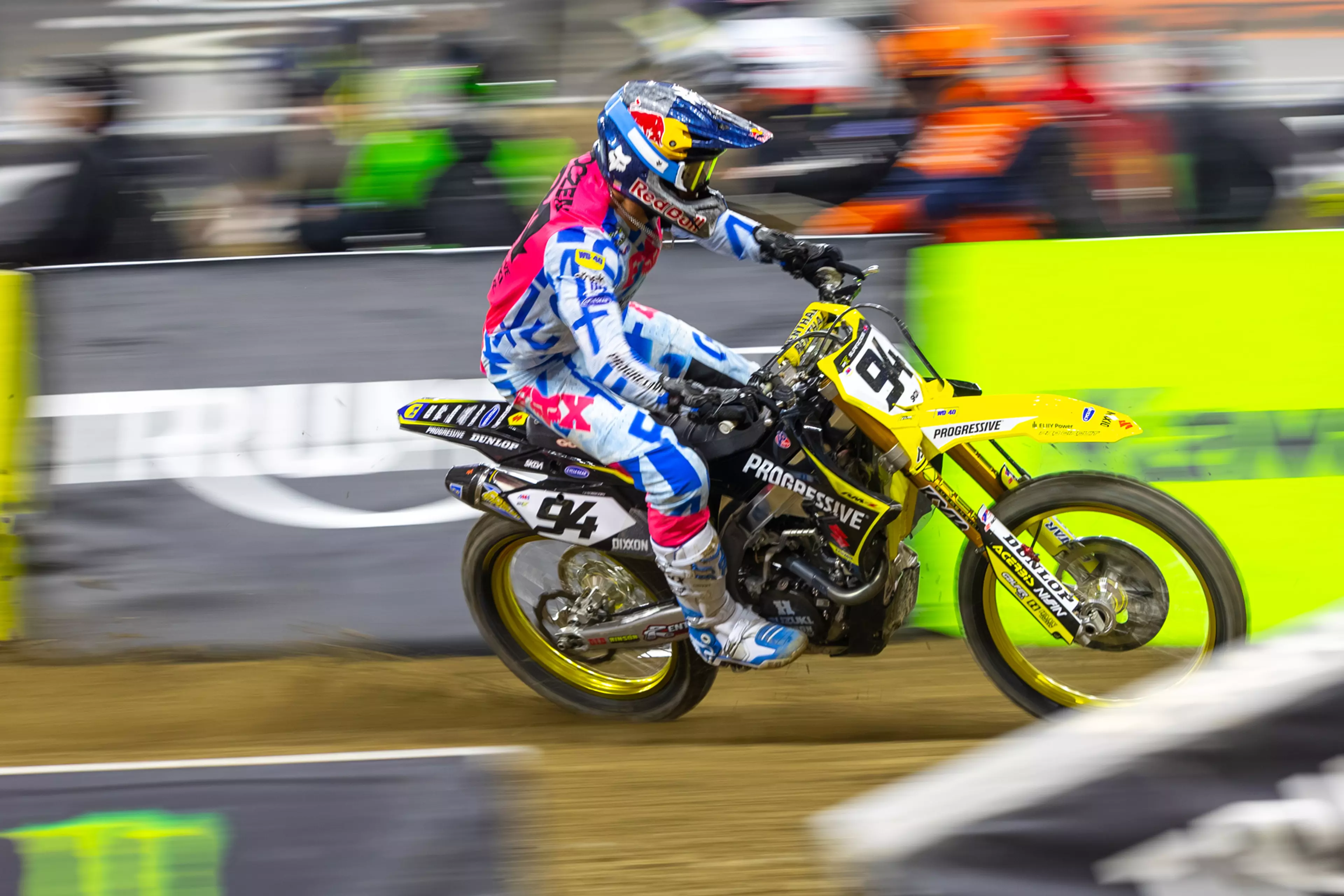 Ken Roczen on his Suzuki RM-Z450 in the AMA Supercross Championship at Detroit