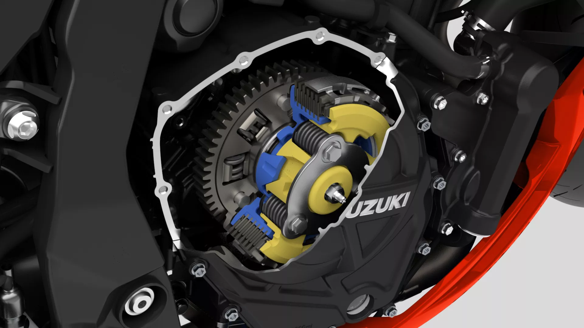 Suzuki GSX-8R cut our CGI showcasing the clutch assist system. 