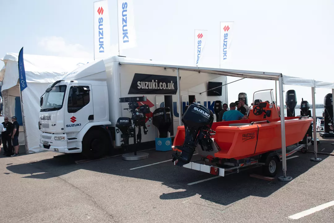 Suzuki at Seawork 2023, with the Suzuki Lorry and Smartwave boat powered by Suzuki
