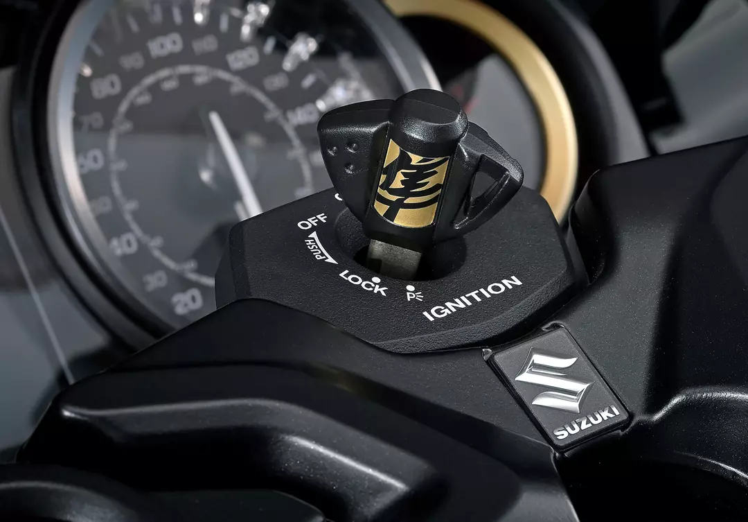 Suzuki Hayabusa key and ignition close-up
