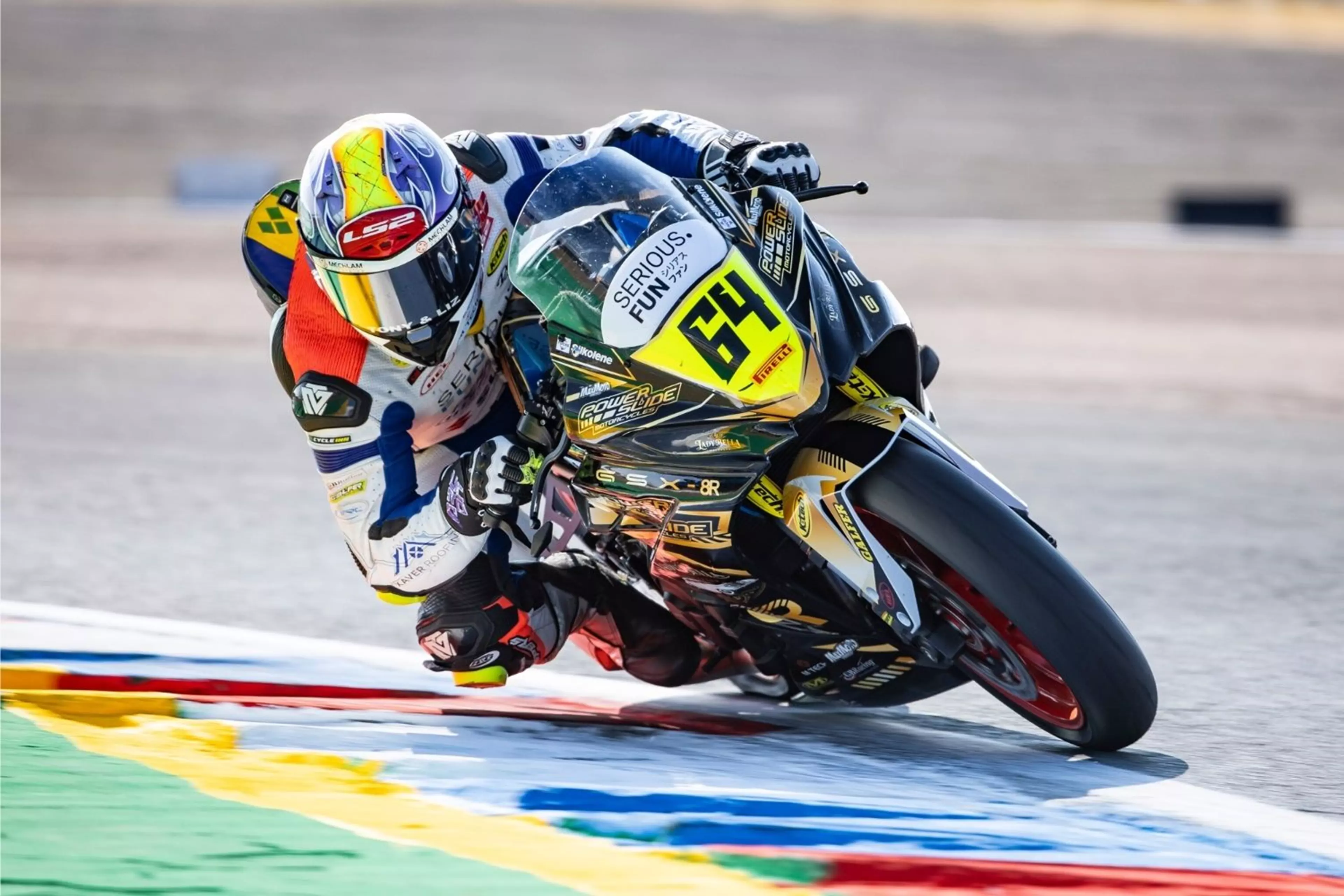 Asher Durham on his special livery 8R at Thruxton