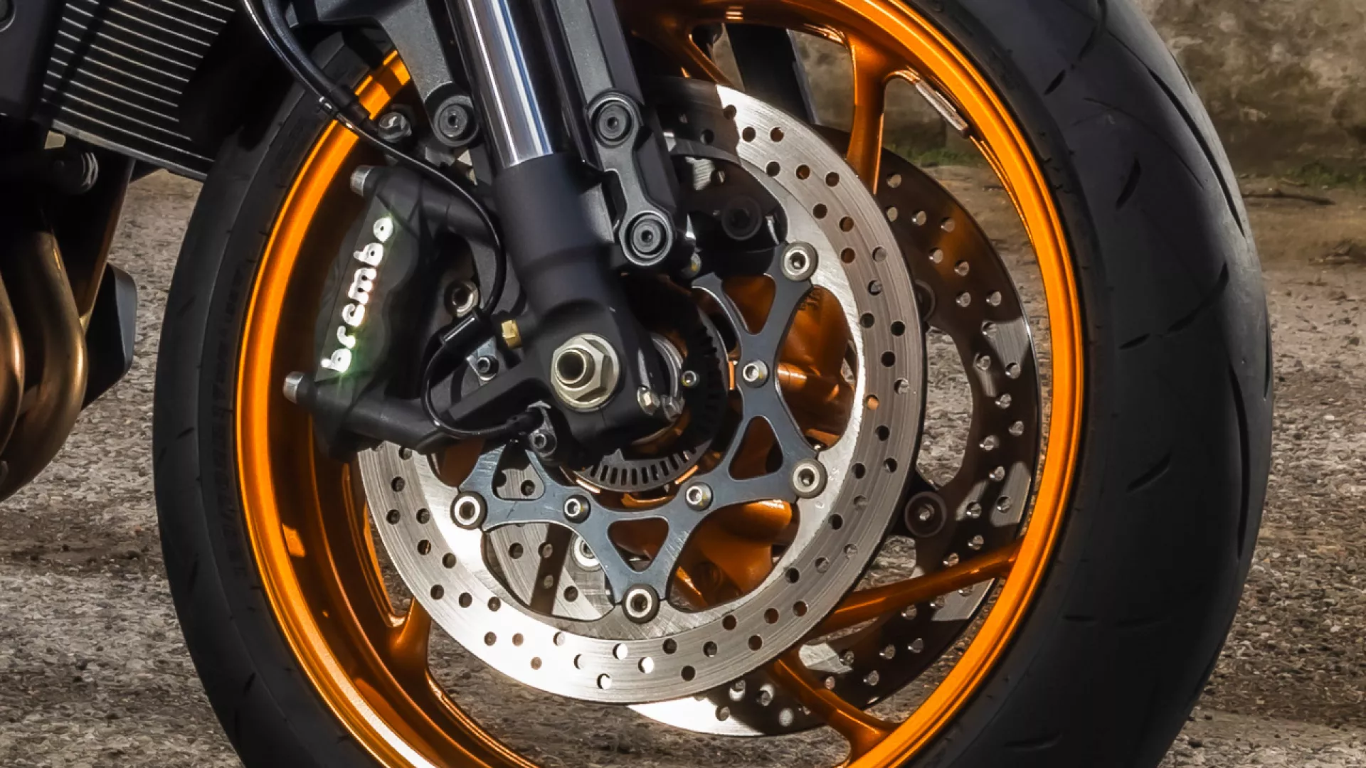 Suzuki Katana Brembo front brakes close-up.