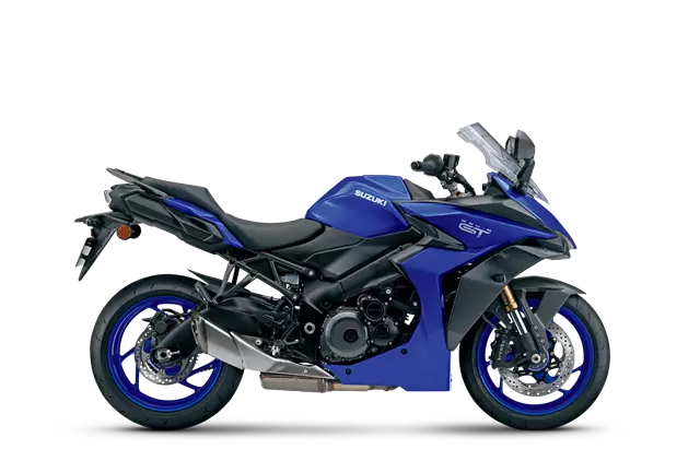 Right-side view of the Suzuki GSX-S1000GT in Blue showcasing its refined styling and premium finish