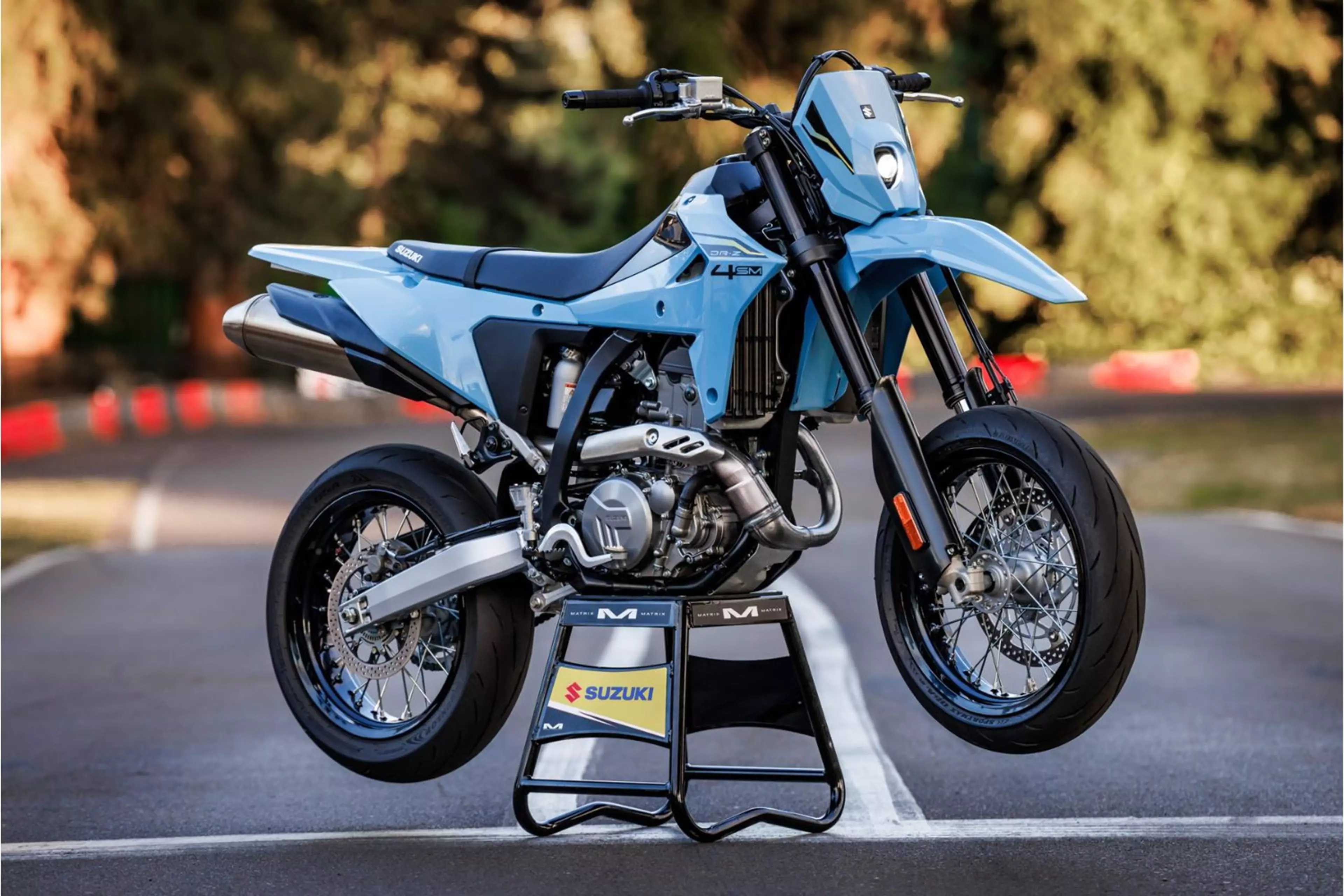 Suzuki DR-Z4SM on paddock stand