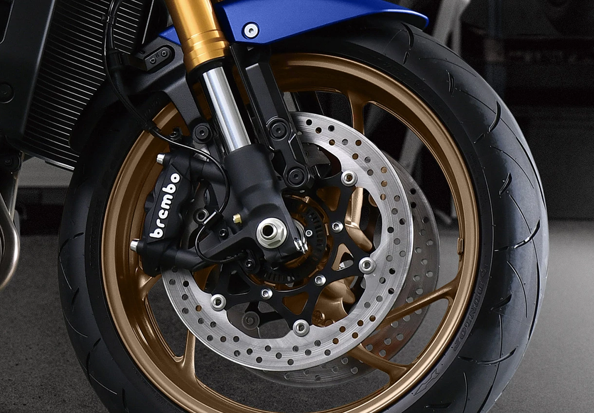 Suzuki Katana Brembo front brakes close-up.