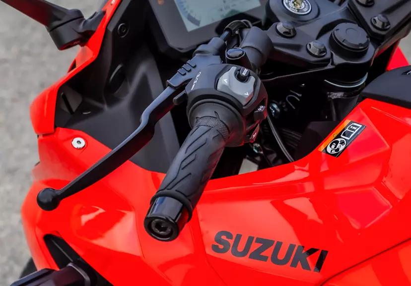 Suzuki GSX-8R close up of the left hand switchgear