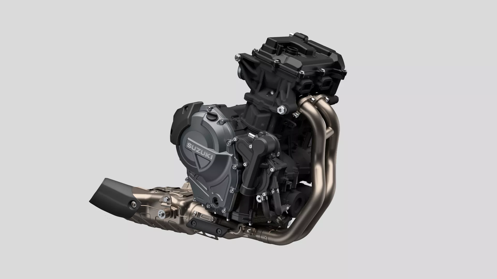 Suzuki GSX-8S studio close up of twin engine