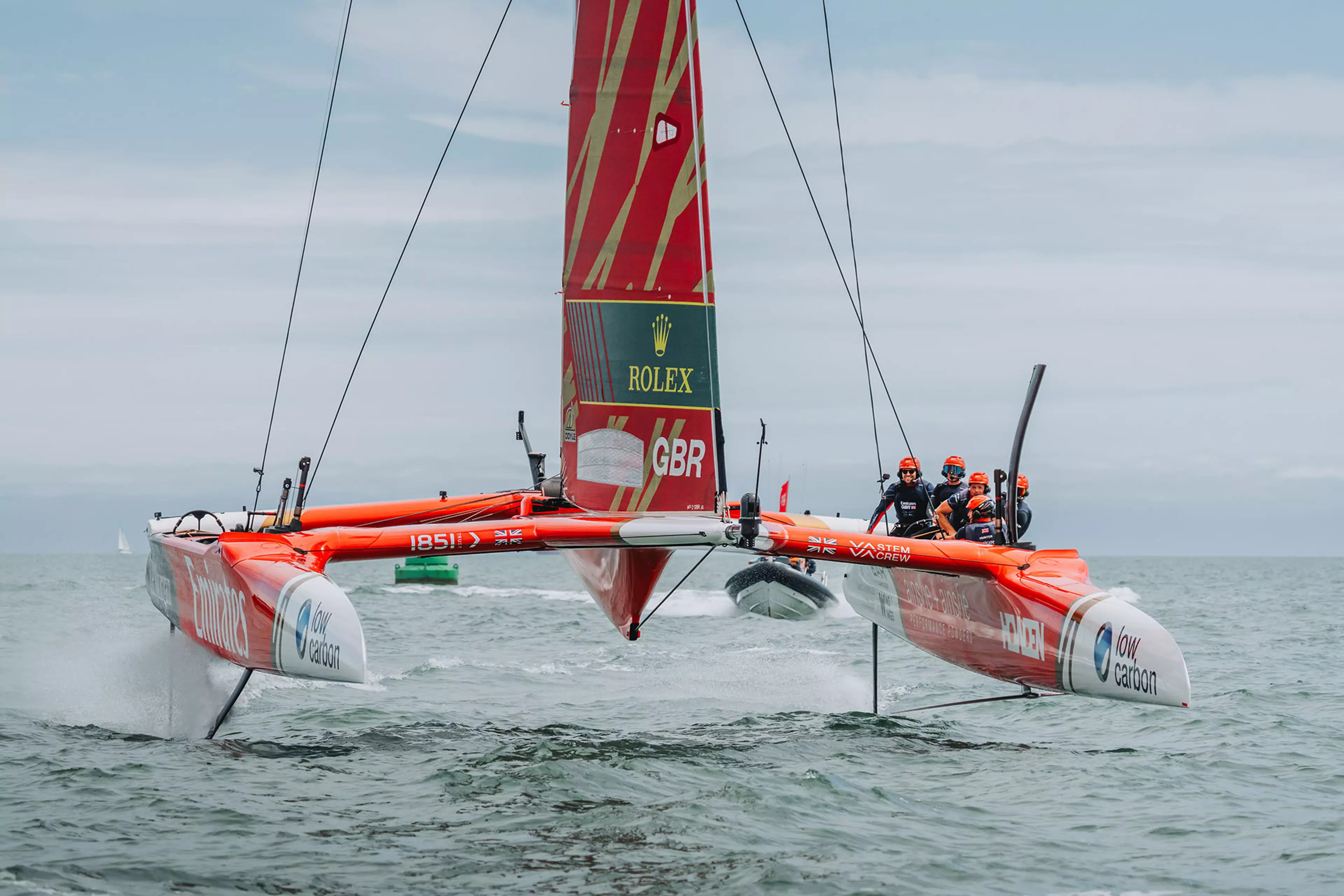 Emirates GBR, followed by a chase boat powered by Suzuki