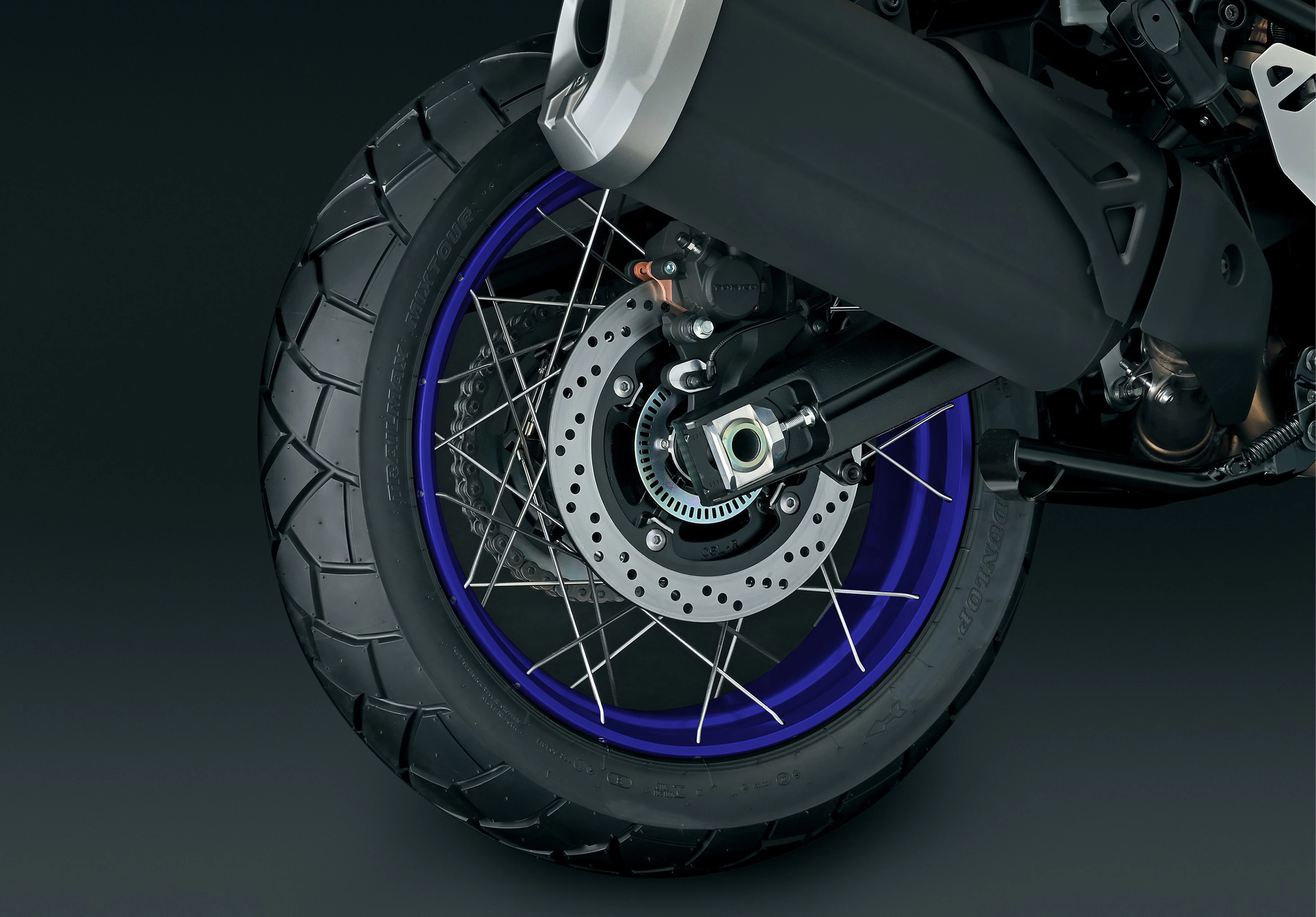 Suzuki V-Strom 1050DE rear wheel and brakes close up