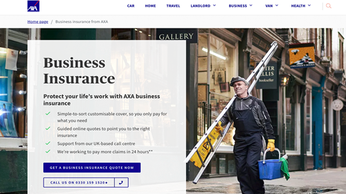 AXA Insurance website homepage