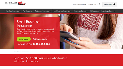 Direct Line Insurance website homepage