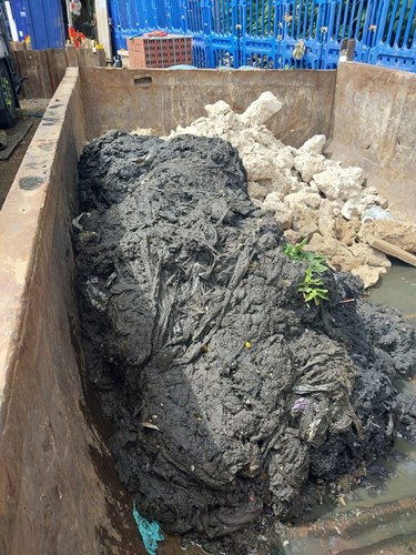 Part of the fatberg after it was removed