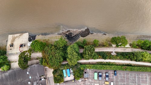 An aerial view of Wet Wipe Island in London