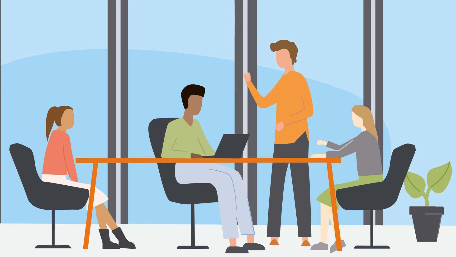 Opleiding voor jonge zorgbestuurders, die hier in een illustratie rondom een tafel vergaderen.