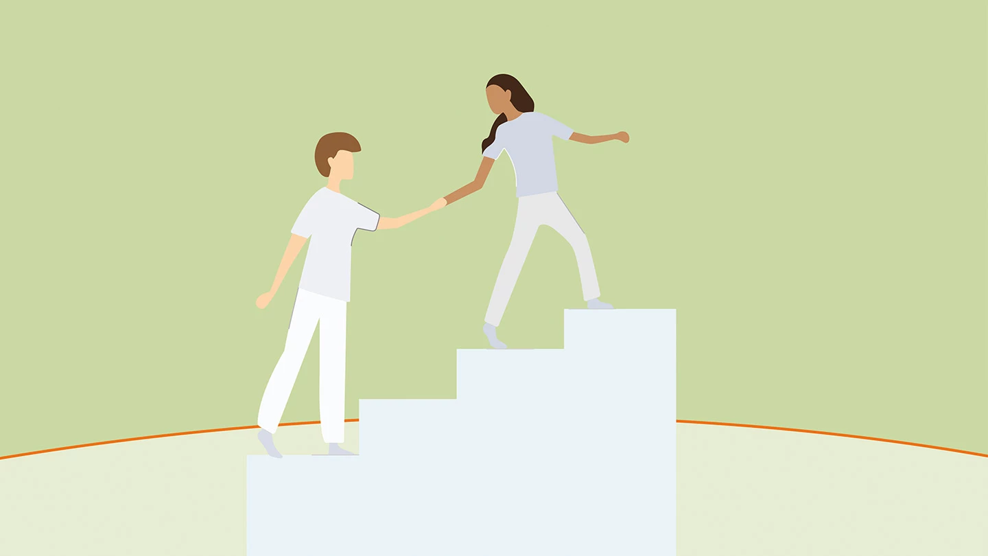 Training Coachend Leiderschap In De Zorg - leidingevende helpt collega 