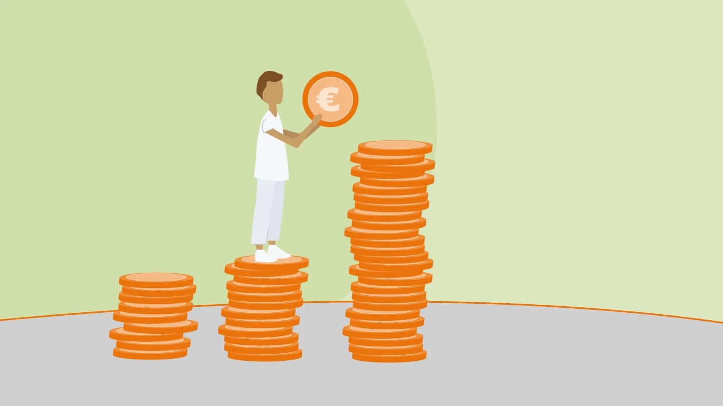 Opleiding basiskennis financieel management - zorgproefessional stapelt muntgeld