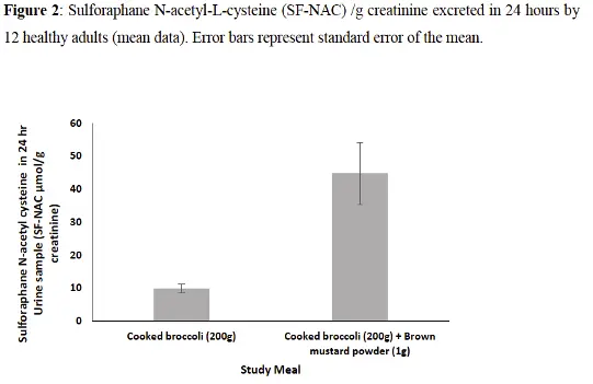 Graphical representation of sulforaphane bioavailability